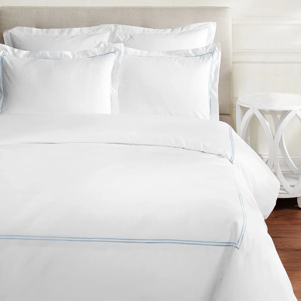600 Thread Count Double Stripe Embroidered Duvet Set Mélange Home