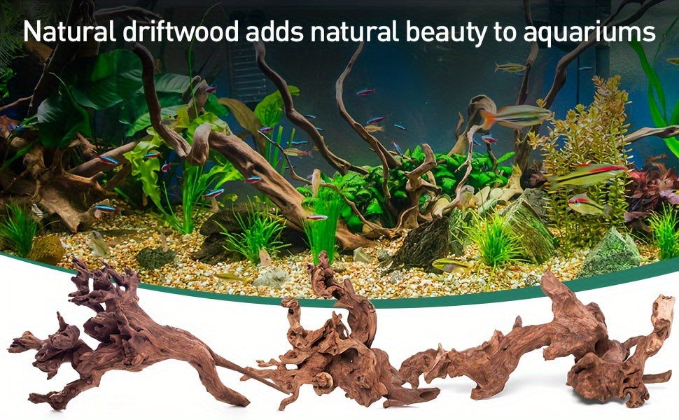 3pcs Natural Large Driftwood For Aquarium Decor, Sinking Wood Fish Tank Decor For Aquarium, Reptile Tank House Of Avana