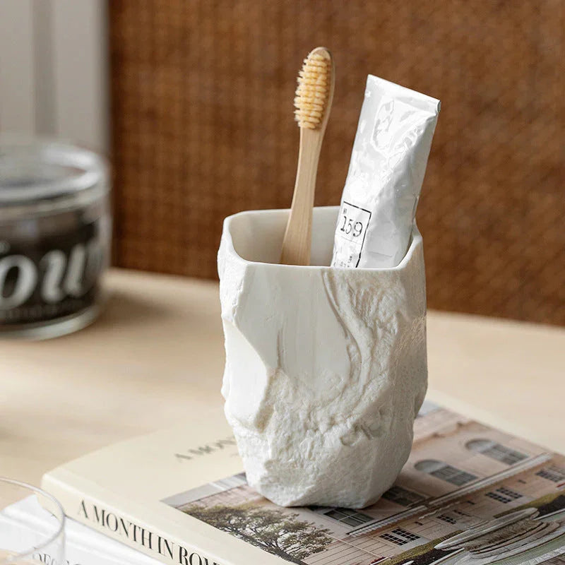 1pc Wabi-Sabi Wind Toothbrush Cup Creative Easter Stone Shape Ceramic Wash Cup Toothbrush Cup Nordic Ins Mouthwash Cup House Of Avana