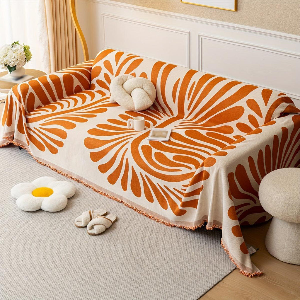 Versatile Chenille Sofa Cover - Pet-Friendly, Orange Dog Couch Cover topspet