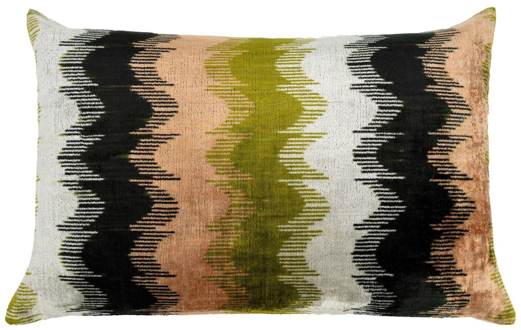 16x24 in Earthy Wave Pattern Throw Pillow  Modern Beige, Green, Black & White Cushion for Versatile Home Décor  Down Feather insert INCLUDED Canvello