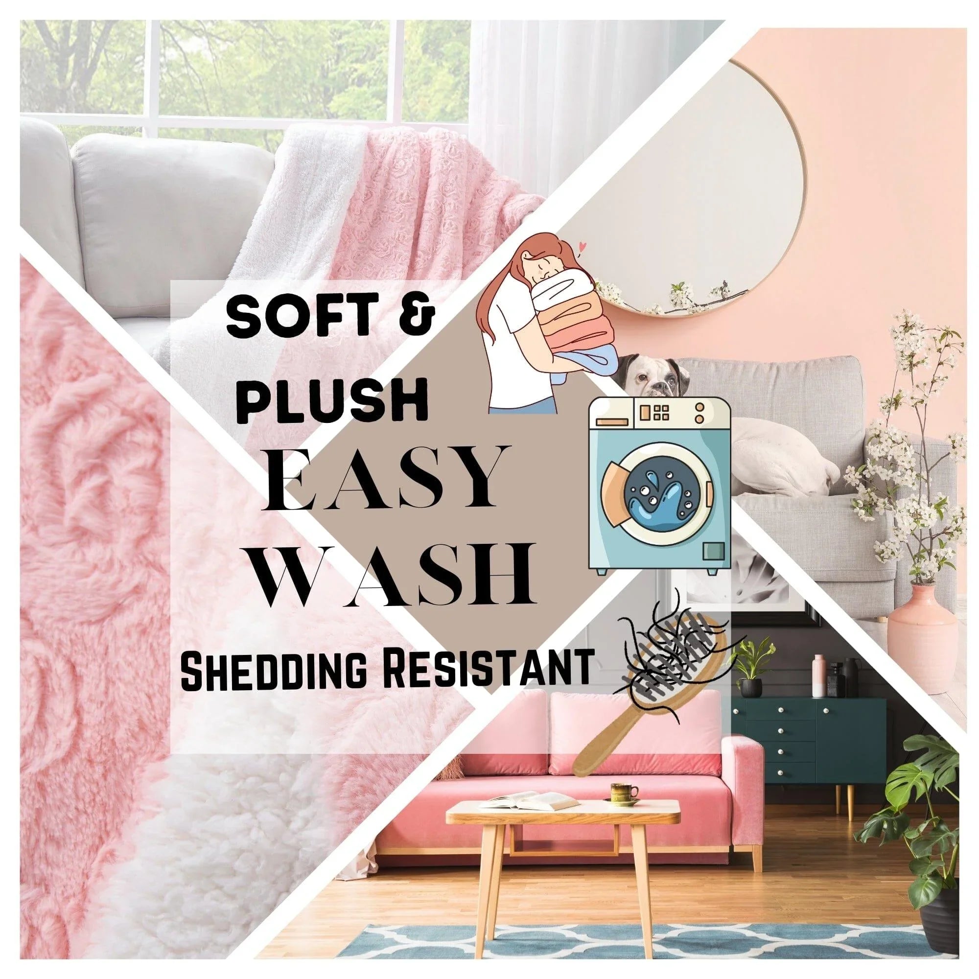 DaDa Bedding Luxury Blossom Pink Rose Buds Pink Sherpa Backside Faux Fur Throw Blanket (BL-171752) DaDalogy Bedding Collection