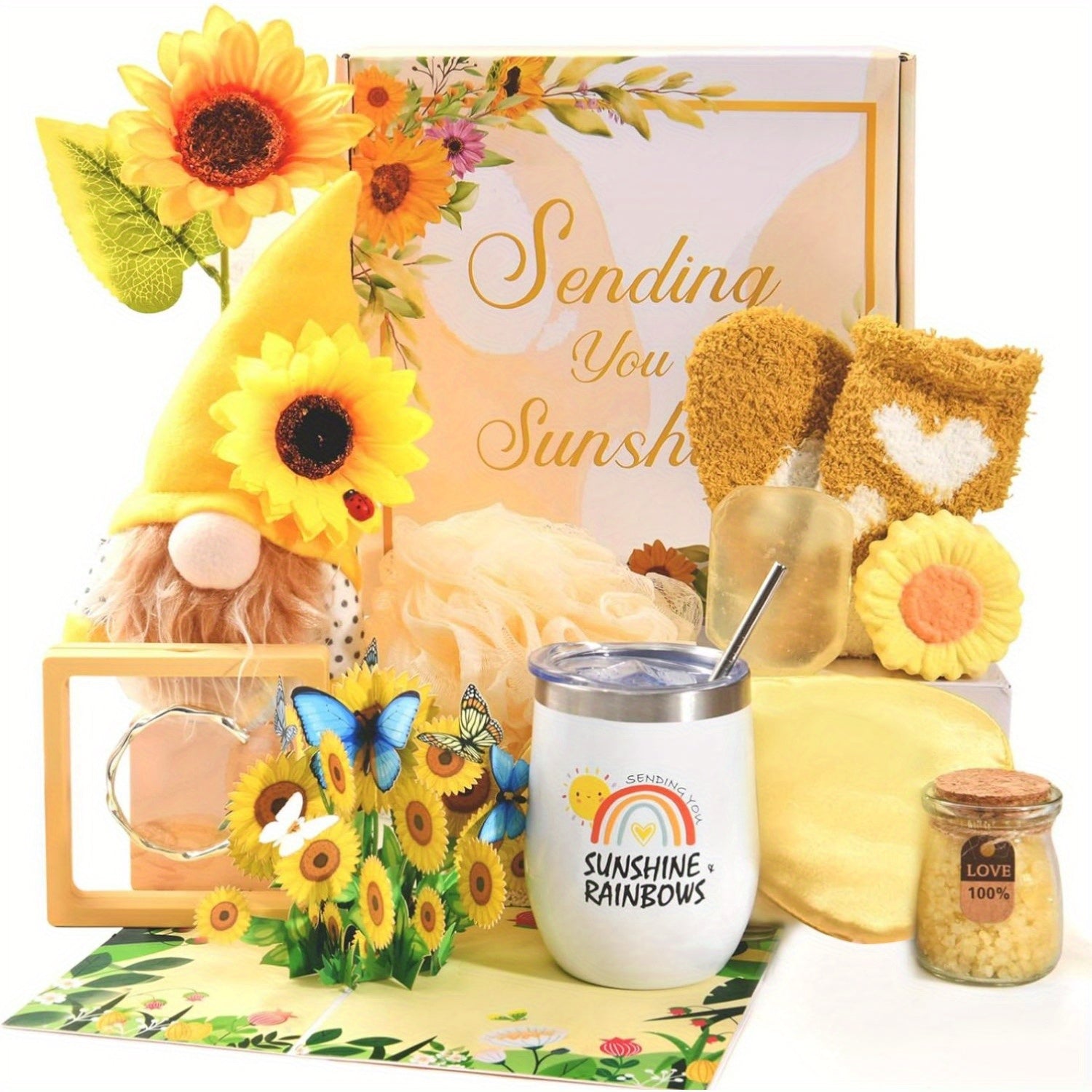 15pcs Sunflower Get Well Soon Gifts Basket - Sending Sunshine, Birthday Gifts for Women, Unique Gifts Box for Thinking of You Her Sister Best Friend House Of Avana
