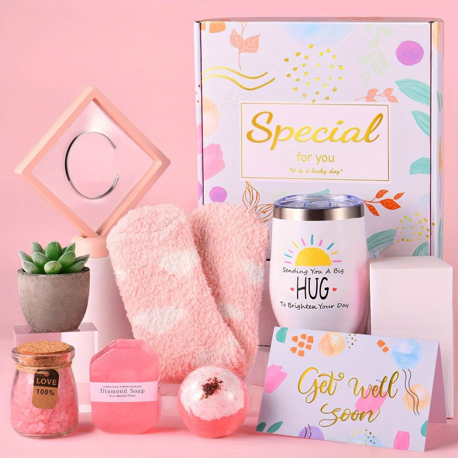 Get Well Soon Gifts for Women - Get Well Soon Gifts Basket Card, Thinking of You Gifts for Friends Women Mom Her (Teal) House Of Avana
