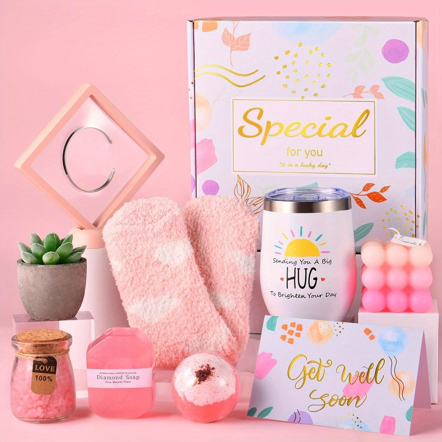 Get Well Soon Gifts for Women - Get Well Soon Gifts Basket Card, Thinking of You Gifts for Friends Women Mom Her (Teal) House Of Avana