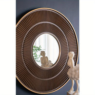 Round Carter Wooden Mirror With Gold Iron Frame | House of Avana