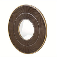 Round Carter Wooden Mirror With Gold Iron Frame | House of Avana