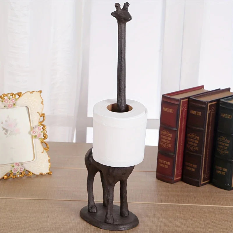 Chic Giraffe Metal Tissue Holder - Freestanding, Self-Adhesive Paper Towel Dispenser for Home & Kitchen Decor - House Of Avana