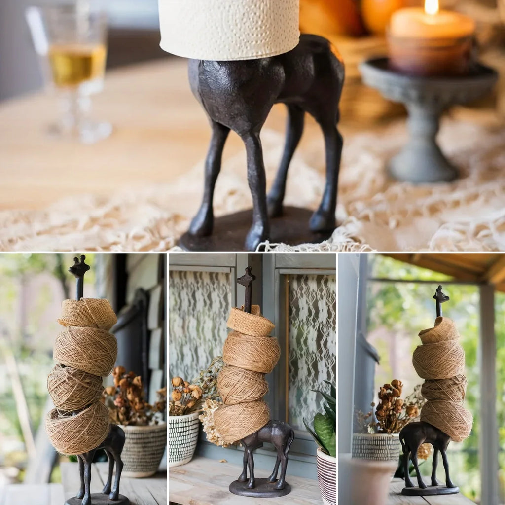 Chic Giraffe Metal Tissue Holder - Freestanding, Self-Adhesive Paper Towel Dispenser for Home & Kitchen Decor - House Of Avana