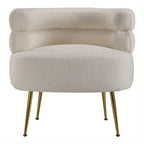 Modern Upholstered Single Sofa Armchair Living Room Bedroom Leisure Chair for Reading/ Coffee Chair, Soft Warm Teddy Fleece Accent Chair Occasional Chair Round Low Back Sofa Chair with Golden Metal Legs House Of Avana