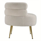 Modern Upholstered Single Sofa Armchair Living Room Bedroom Leisure Chair for Reading/ Coffee Chair, Soft Warm Teddy Fleece Accent Chair Occasional Chair Round Low Back Sofa Chair with Golden Metal Legs House Of Avana