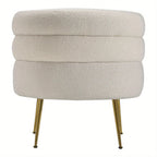 Modern Upholstered Single Sofa Armchair Living Room Bedroom Leisure Chair for Reading/ Coffee Chair, Soft Warm Teddy Fleece Accent Chair Occasional Chair Round Low Back Sofa Chair with Golden Metal Legs House Of Avana