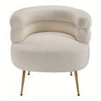 Modern Upholstered Single Sofa Armchair Living Room Bedroom Leisure Chair for Reading/ Coffee Chair, Soft Warm Teddy Fleece Accent Chair Occasional Chair Round Low Back Sofa Chair with Golden Metal Legs House Of Avana