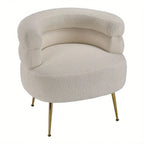 Modern Upholstered Single Sofa Armchair Living Room Bedroom Leisure Chair for Reading/ Coffee Chair, Soft Warm Teddy Fleece Accent Chair Occasional Chair Round Low Back Sofa Chair with Golden Metal Legs House Of Avana
