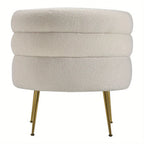 Modern Upholstered Single Sofa Armchair Living Room Bedroom Leisure Chair for Reading/ Coffee Chair, Soft Warm Teddy Fleece Accent Chair Occasional Chair Round Low Back Sofa Chair with Golden Metal Legs House Of Avana