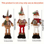3pcs Christmas Plush Figurine Set with Adjustable Standing Legs - Santa, Snowman & Reindeer Soft Fabric Decorations with Expressive Faces, Posable Arms & Plush Bodies for Indoor/Outdoor Tabletop, Mantel, Shelf - No Electricit House Of Avana