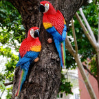 2pcs or 1pc Lifelike Red & Blue Parrot Statue - Realistic Hanging Garden Decor with Expressive Eyes & Feathers, Weather-Resistant Resin Construction for Outdoor/Indoor - Easy Hanging Hooks, No Electricity Needed - Perfect for House Of Avana