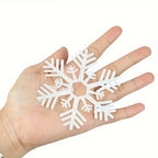 114pcs Electrostatic Snowflake Window Clings - Reusable, Static-Adhesive White Snowflakes for Christmas & Winter Door Decorations, Snowflake Ribbon Wired, Easy to Apply and Remove, No Residue Left House Of Avana