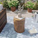 All-Weather Outdoor Stump Side Table - Multi-Functional Brown Faux Wood Accent Table with Concrete Top & Artificial Wood Base, 220lb Weight Capacity, Lightweight & Sturdy Modern Farmhouse Design for Patio, Porch, Balcony, Liv House Of Avana