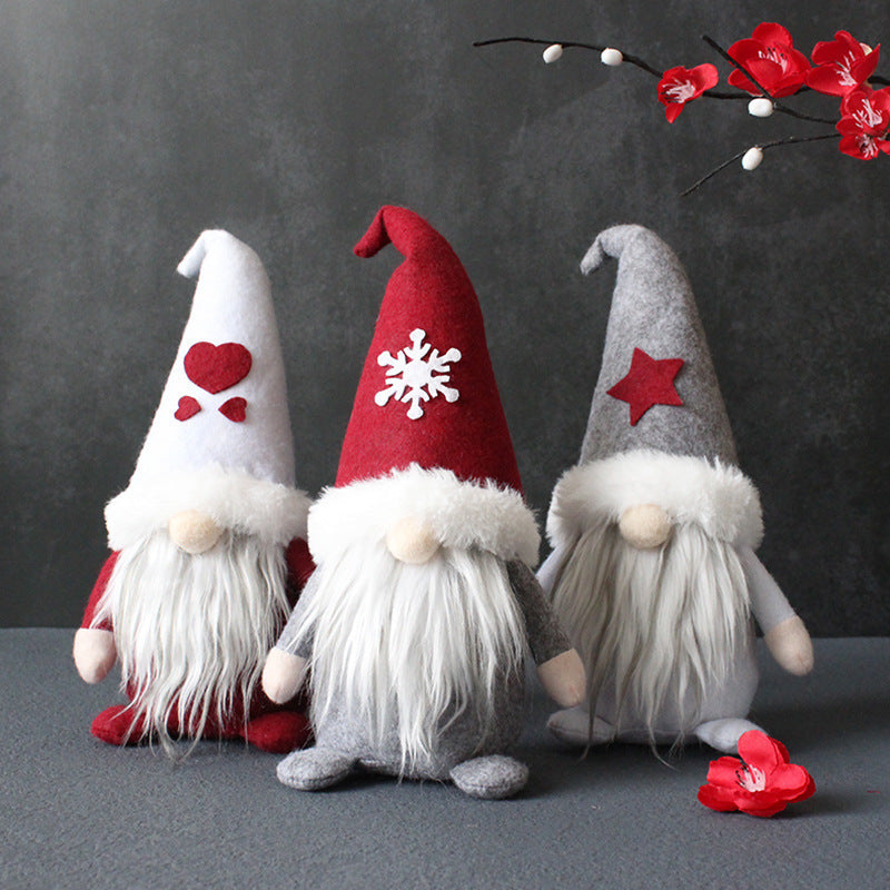 Three Items, Festive Ornaments, Imaginative Hooded Dolls Without Faces, Holiday Gnome Santa Figures, Christmas Adornments, Seasonal Decorations, Scene Embellishments, Home Decor, Window Displays, Festive Party Decorations. House Of Avana