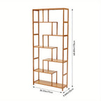 7-Tier S-Shaped Cube Bookcase - Natural Wood Floor Standing Storage Shelf with Open Wide Shelves for Books, Plants, Decor, and Essentials - Minimalist Organizer for Living Room, Office, or Balcony, Book Shelf House Of Avana