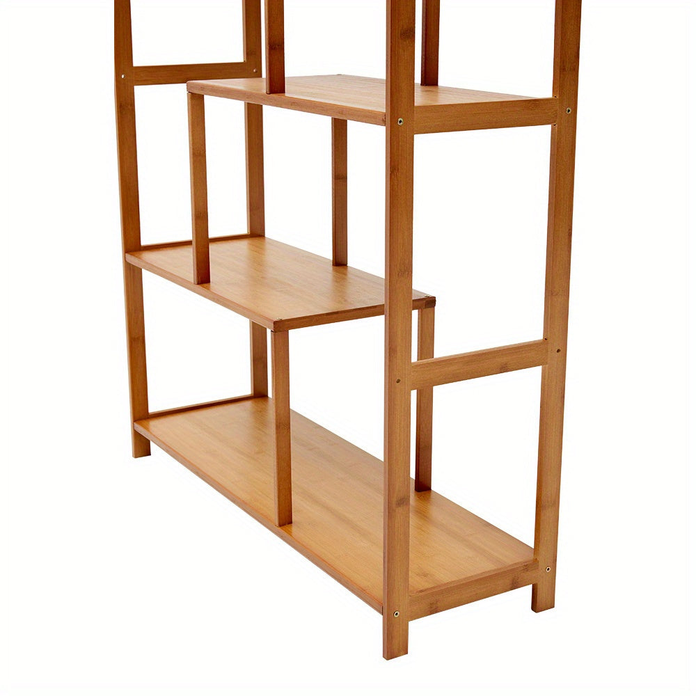 7-Tier S-Shaped Cube Bookcase - Natural Wood Floor Standing Storage Shelf with Open Wide Shelves for Books, Plants, Decor, and Essentials - Minimalist Organizer for Living Room, Office, or Balcony, Book Shelf House Of Avana