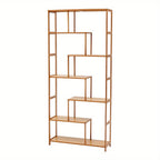 7-Tier S-Shaped Cube Bookcase - Natural Wood Floor Standing Storage Shelf with Open Wide Shelves for Books, Plants, Decor, and Essentials - Minimalist Organizer for Living Room, Office, or Balcony, Book Shelf House Of Avana