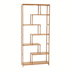 7-Tier S-Shaped Cube Bookcase - Natural Wood Floor Standing Storage Shelf with Open Wide Shelves for Books, Plants, Decor, and Essentials - Minimalist Organizer for Living Room, Office, or Balcony, Book Shelf House Of Avana