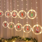 Christmas LED Curtain Lights Set | Santa-Claus, Reindeer, Snowman, And Christmas Tree Designs | Powered, Button Control, Glam Style, Plastic Material House Of Avana