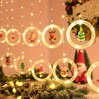 Christmas LED Curtain Lights Set | Santa-Claus, Reindeer, Snowman, And Christmas Tree Designs | Powered, Button Control, Glam Style, Plastic Material House Of Avana