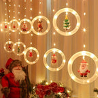 Christmas LED Curtain Lights Set | Santa-Claus, Reindeer, Snowman, And Christmas Tree Designs | Powered, Button Control, Glam Style, Plastic Material House Of Avana