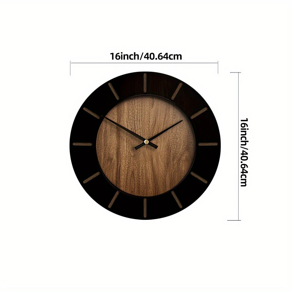 14/16/18 Inch Vintage Wooden Silent Wall Clock - Elegant Battery-Operated Artistic Decor for Living Room, Bedroom, Office - AA Battery Required, Not Included House Of Avana