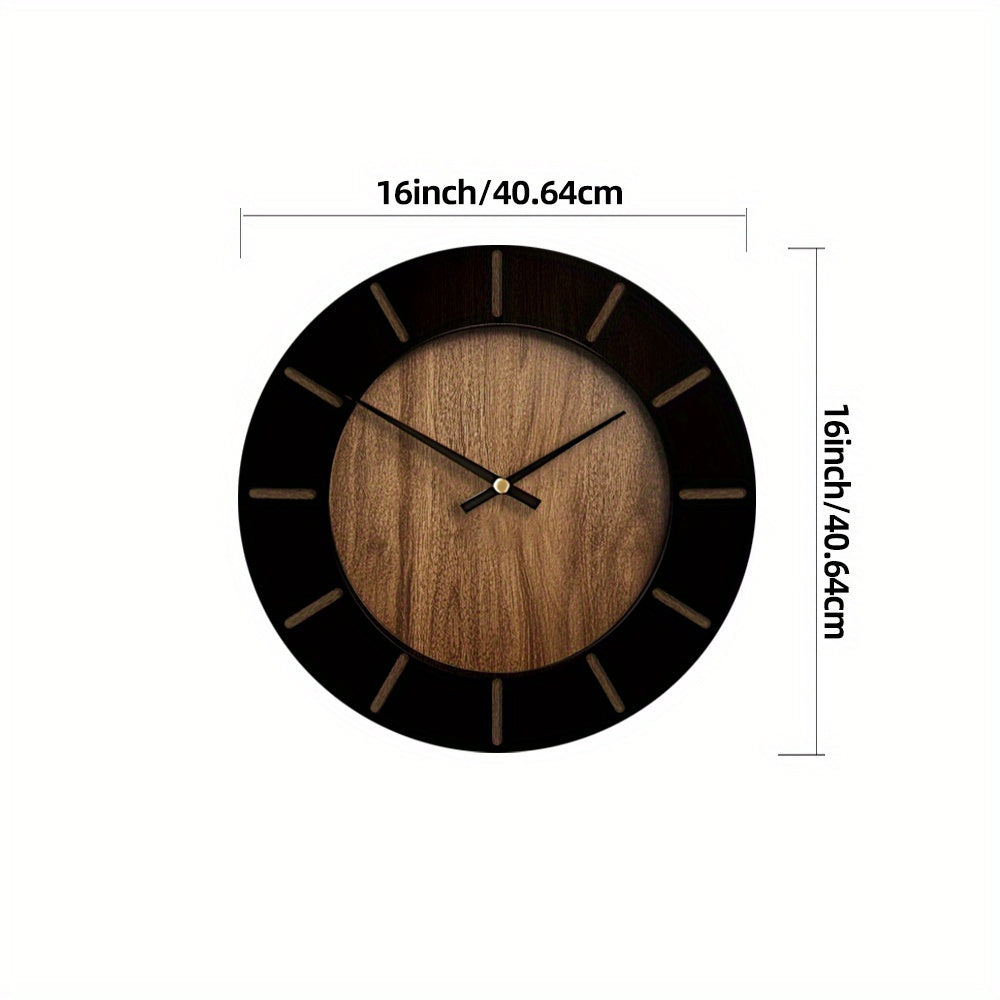 14/16/18 Inch Vintage Wooden Silent Wall Clock - Elegant Battery-Operated Artistic Decor for Living Room, Bedroom, Office - AA Battery Required, Not Included House Of Avana