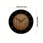 14/16/18 Inch Vintage Wooden Silent Wall Clock - Elegant Battery-Operated Artistic Decor for Living Room, Bedroom, Office - AA Battery Required, Not Included House Of Avana