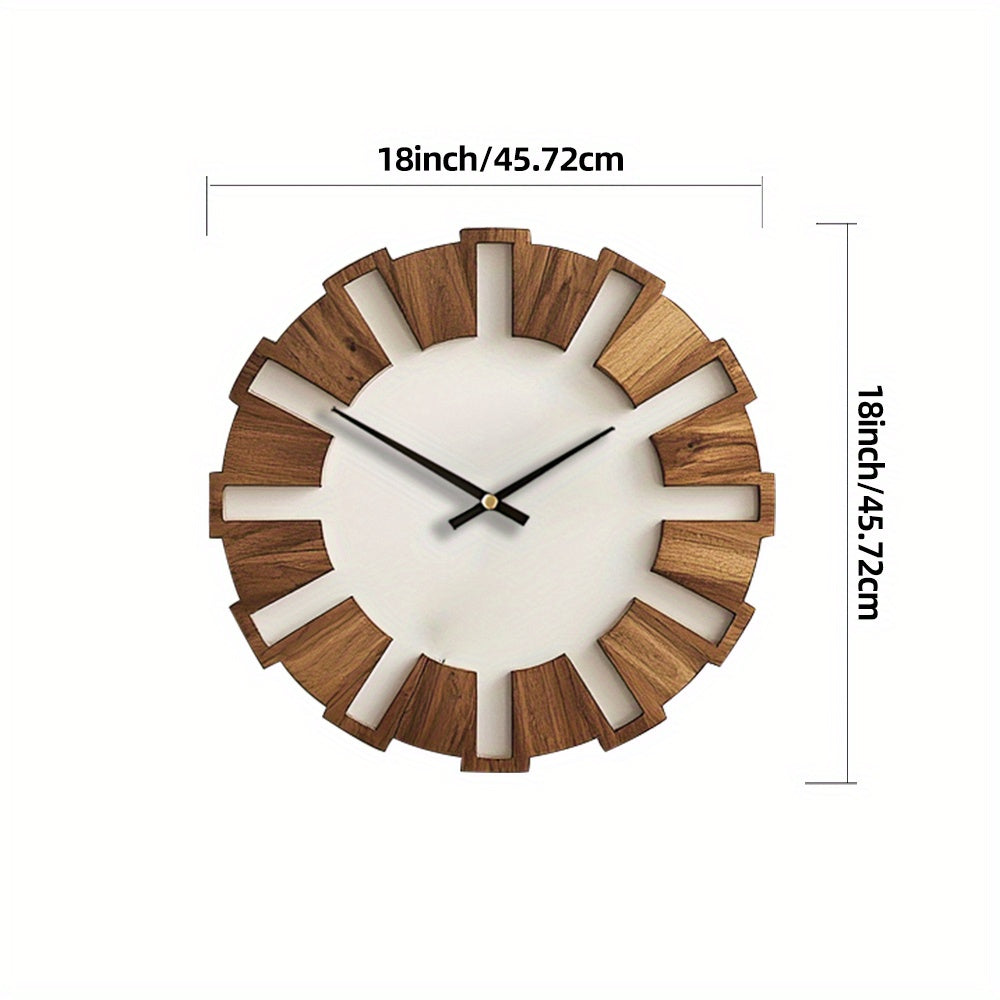[Artistic Wooden Wall Clock] Artistic Silent Decorative Wooden Round Wall Clock | Battery Operated, Vintage Home Decor for Kitchen, Living Room, Bedroom, Office - 14, 16, 18 Inch House Of Avana