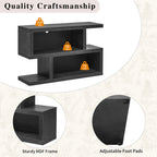 BlueWood Retro Console Table with Symmetrical 2-Tier Open Shelf for Entryway and Living Room (Black) House Of Avana