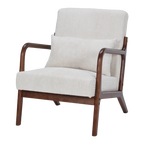 Mid-Century Modern Accent Chair, Arm Chair Living Room Chairs with Pillow Upholstered Reading Chair with Solid Wood Frame & Living Room Bedroom Balcony (beige) Streamdale Furniture