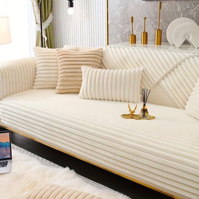 Luxurious Rabbit Fur Sofa Slipcover | Non-Slip Light Grey for dog use topspet