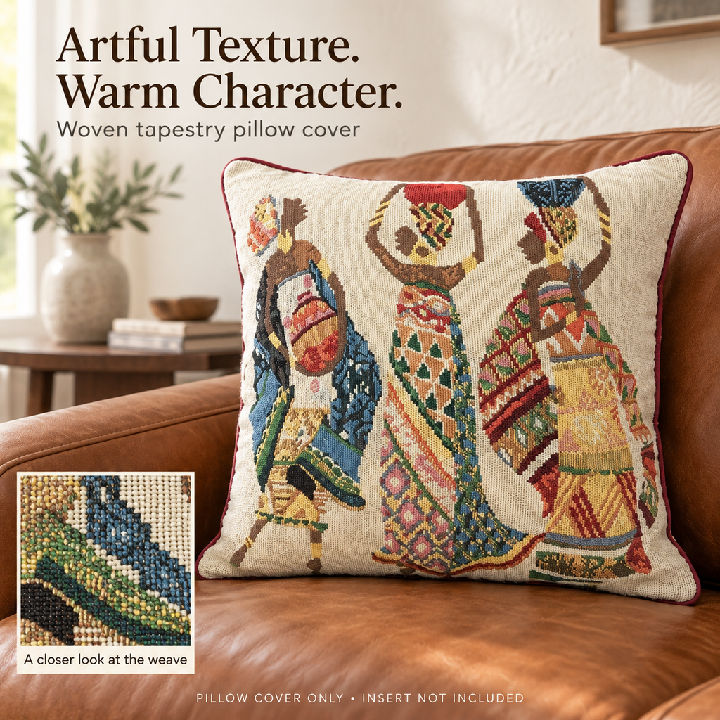 DaDa Bedding Dancing Women African Dreams Tapestry Throw Pillow Covers 16" x 16"