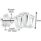 18G 1/4 Clear Gem Implant Grade Titanium Threadless Flower Reversible Flat Back Earring