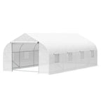 19.5 Ft x 9.8 Ft Outdoor Greenhouse w/ White PE Cover and Heavy Duty Steel Frame