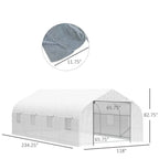 19.5 Ft x 9.8 Ft Outdoor Greenhouse w/ White PE Cover and Heavy Duty Steel Frame
