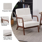 Mid-Century Modern Accent Chair, Arm Chair Living Room Chairs with Pillow Upholstered Reading Chair with Solid Wood Frame & Living Room Bedroom Balcony (beige) Streamdale Furniture