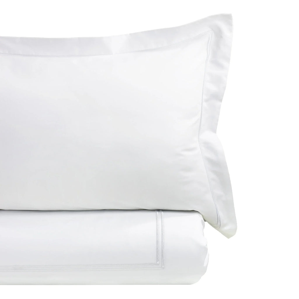 600 Thread Count Border Stripe Embroidered Duvet Set Mélange Home