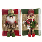 2-Pack Christmas Refrigerator Door Handle Covers, Vintage Plaid Fabric Santa & Snowman Kitchen Appliance Handle Covers, Polyester Non-Electric Festive Decor for Fridge, Microwave, Dishwasher - Universal Holiday Anniversary Pa House Of Avana