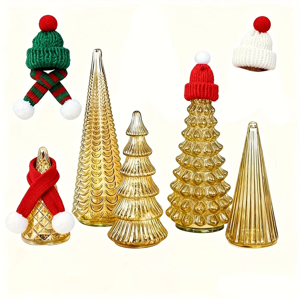 5pcs Glowing Christmas Tree Set Christmas Tree Stylish Glowing Ornament Christmas Party Home Decor, Adorable Christmas Collectible Figurines, Perfect for Desktop Display, Decorative Doll Ornaments(Along with Three Mini Christ House Of Avana