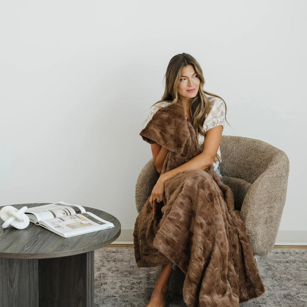 PATTERNED FAUX FUR THROW BLANKETS