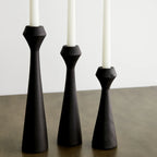 Tapered Diamond Wood Candle Holder in Cognac, Natural and Espresso Kanju Interiors