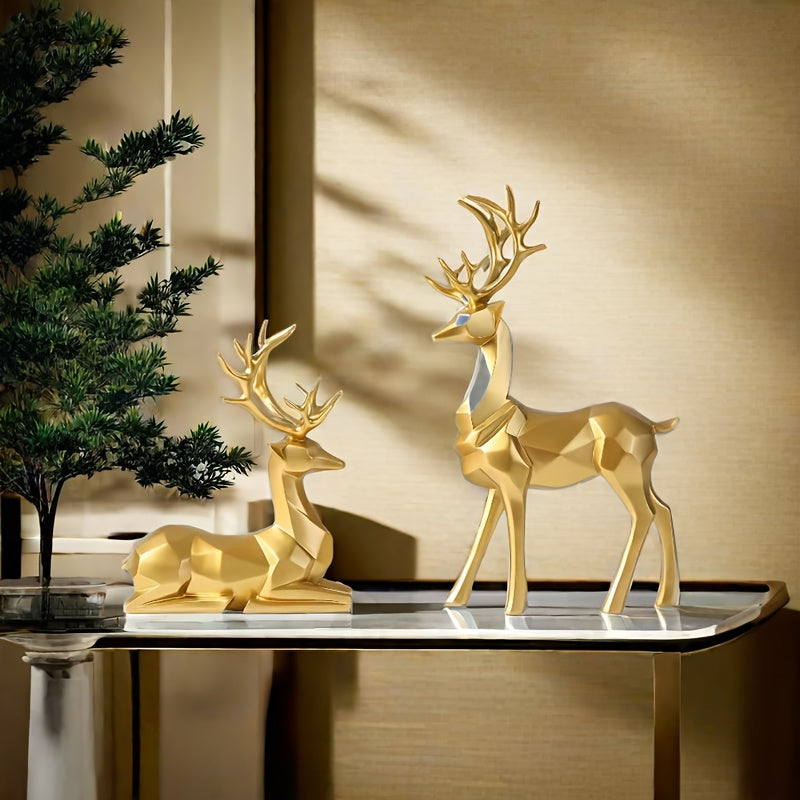 2pcs/set of reindeer, Christmas and New Year wedding small statue decoration, office desk, home decoration crafts, room decoration reindeer and TV cabinet creative reindeer accessories, perfect living room and warm decoration House Of Avana