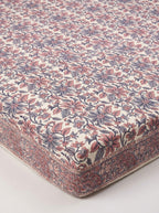 Cream & Rust Blue Vintage Floral Sanganeri hand block print cotton bedsheet set | Jaipur Indian hand block print bedsheet with pillow shams | House of Avana